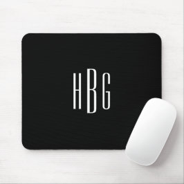 Mousepad Monograma mínimo branco preto inicial