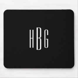 Mousepad Monograma mínimo branco preto inicial