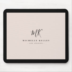 Mousepad Monograma Mínimo de Luxo Na moda de Quadrinhos Ro