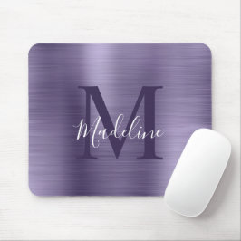 Mousepad Monograma Mínimo Elegante Brugado de Metal Roxo