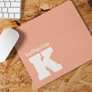 Mousepad Monograma Mínimo Moderno de Salmão Rosa Monograma