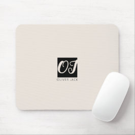 Mousepad Monograma mínimo moderno | Preto e Rosa Esbranquiç