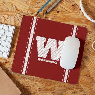 Mousepad Monograma Mínimo Simples Maroon e Branco Strike