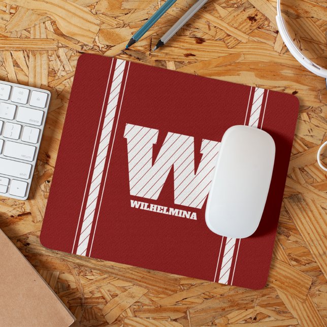 Mousepad Monograma Mínimo Simples Maroon e Branco Strike (Criador carregado)