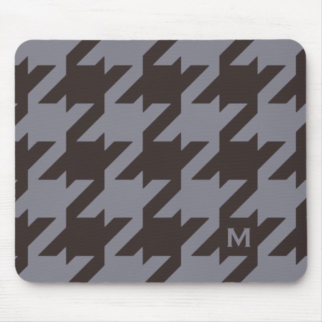 Mousepad Monograma moderno corajoso do houndstooth do (Frente)