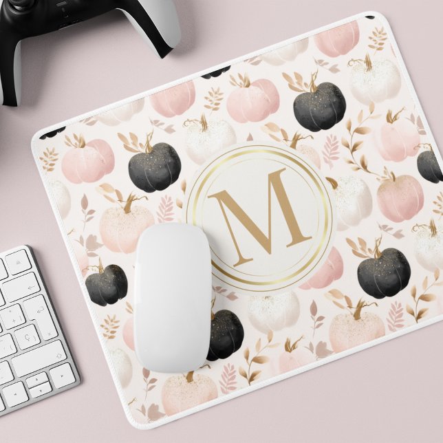 Mousepad Monograma Moderno de Abóbora - Inicial Personaliza (Criador carregado)