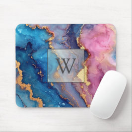 Mousepad Monograma Moderno de Abstrato Dourado Inicial