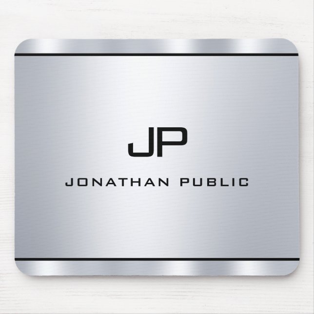 Mousepad Monograma Moderno de Expressão Metálica Elegante (Frente)