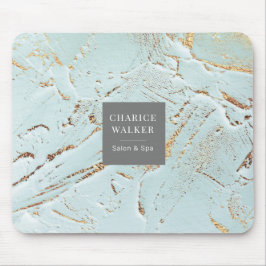 Mousepad monograma moderno de ouro azul texturizado Mousepa