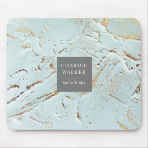 Mousepad monograma moderno de ouro azul texturizado Mousepa