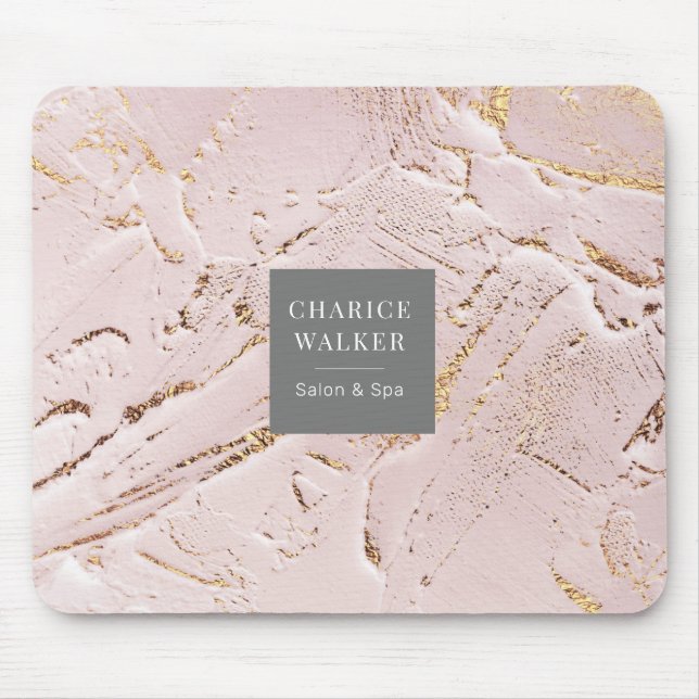 Mousepad monograma moderno de rosa dourado texturizado Mous (Frente)