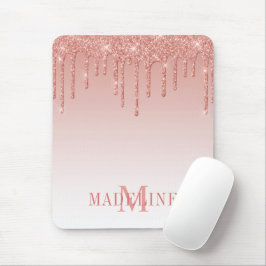 Mousepad Monograma moderno e fascinável Rosa de brilho