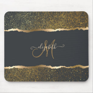 Mousepad Monograma Moderno Elegante com Toque Dourado