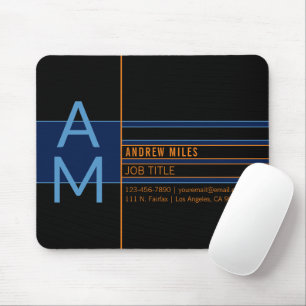 Mousepad Monograma Moderno & Formas e Cores Editáveis