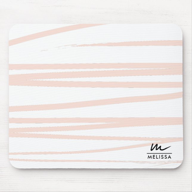 Mousepad Monograma Moderno - Linhas Rosa Escuras Abstrato (Frente)