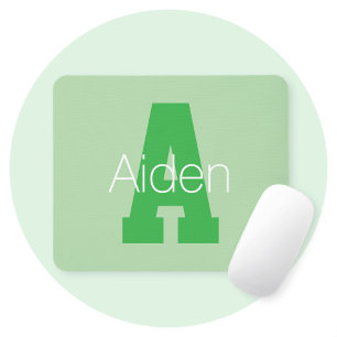 Mousepad Monograma Moderno Negrito   Pale & Kelly Green