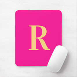 Mousepad Monograma Moderno Simples Rosa Quente