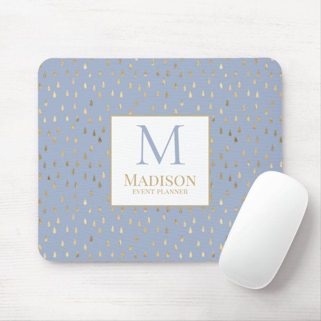 Mousepad Monograma Moderno Tendencial de Gota de Chuva em D (Com mouse)