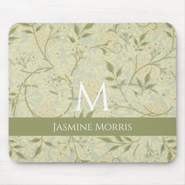 Mousepad Monograma Morris Jasmine Vintage Nome Personalizad (Frente)