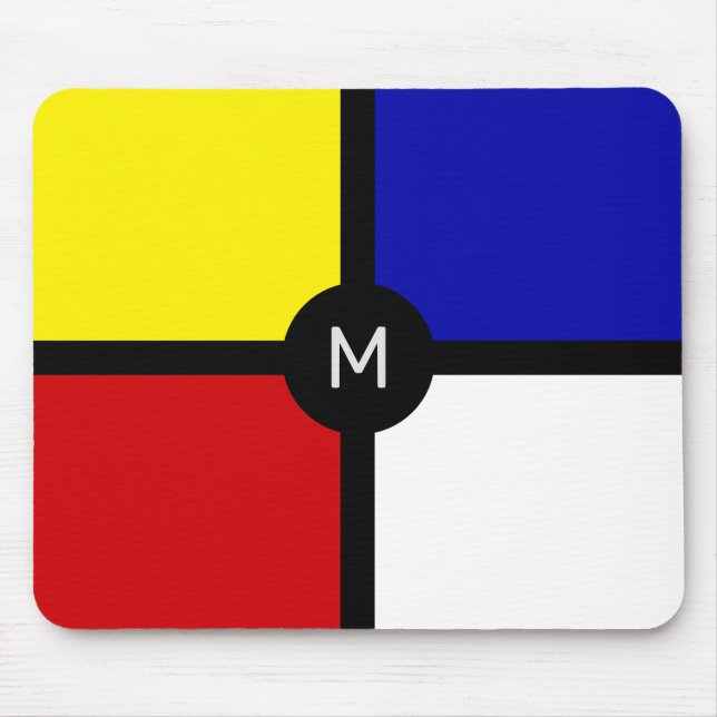 Mousepad Monograma na arte inspirada Na moda Mondrian (Frente)