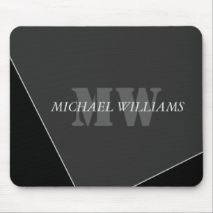 Mousepad Monograma Negro de Cinzas Artísticas Modernas