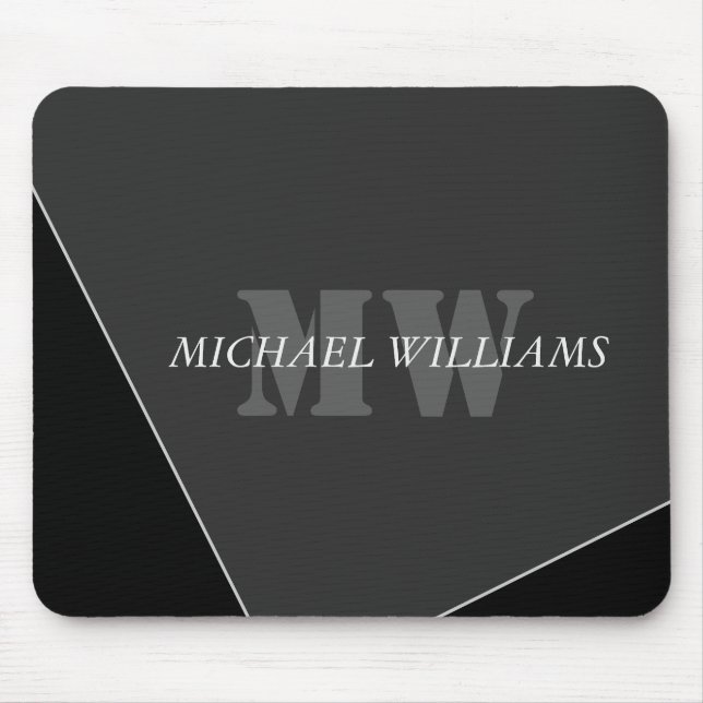 Mousepad Monograma Negro de Cinzas Artísticas Modernas (Frente)