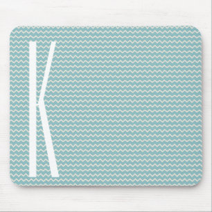Mousepad Monograma no padrão MiniChevron Azul Retroativo