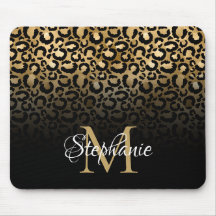 Monograma Ombre de Leopardo Preto e Dourado Femini