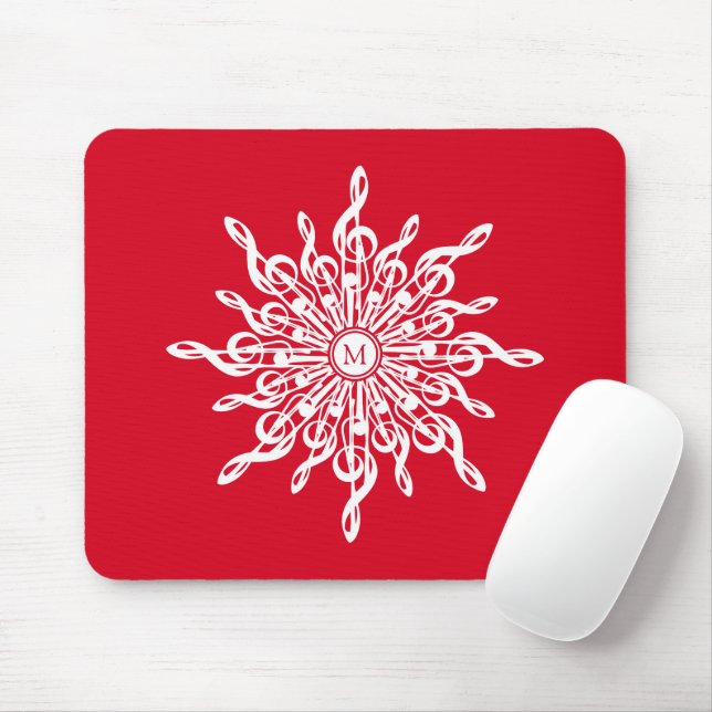Mousepad Monograma Ornamental Natal G-Clef Floco de Neve (Com mouse)