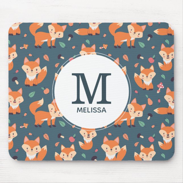 Mousepad Monograma - Padrão Animal Raposa Laranja-Cuta (Frente)