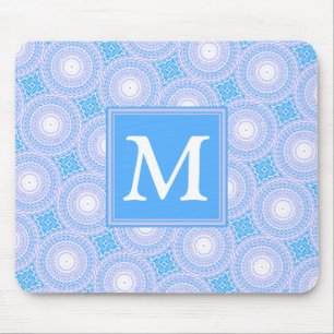 Mousepad Monograma Padrão de círculos elétricos azuis