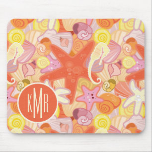 Mousepad Monograma Pastel das criaturas do mar