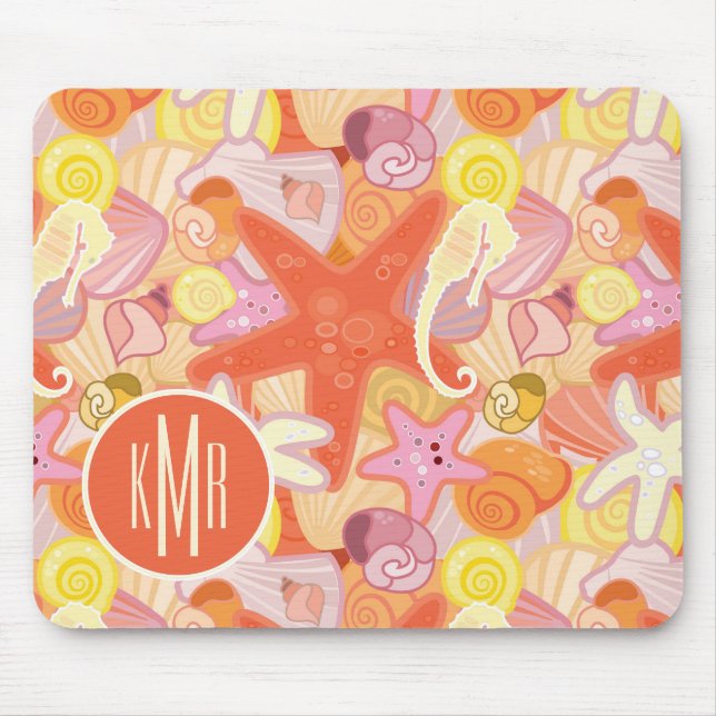 Mousepad Monograma Pastel das criaturas | do mar (Frente)