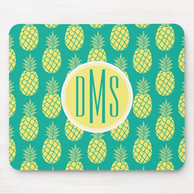 Mousepad Monograma Pastel dos abacaxis | (Frente)