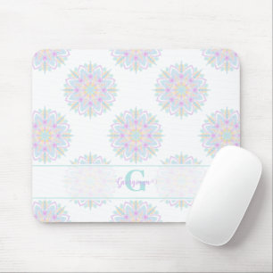 Mousepad Monograma Pastel Rainbow Sundae Bolinhas Mandala