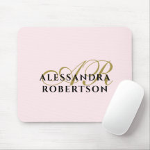 Monograma Pastel Rosa Estiloso Dourado Preto Minim