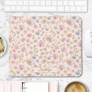 Mousepad Monograma Personalizado Bonito Floral Vintage