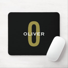 Mousepad Monograma Personalizado Branco Dourado