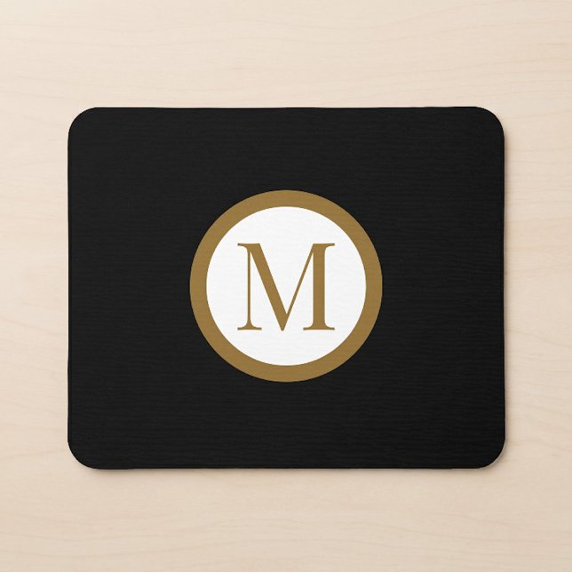 Mousepad Monograma Personalizado com Selo Central Preto e D (Criador carregado)