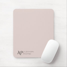 Mousepad Monograma Personalizado Cor-de-Rosa Pálido Elegant