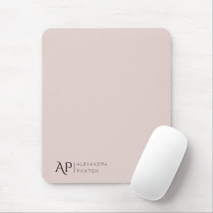 Mousepad Monograma Personalizado Cor-de-Rosa Pálido Elegant