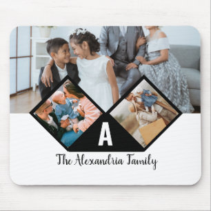 Mousepad Monograma personalizado da família de colagens de