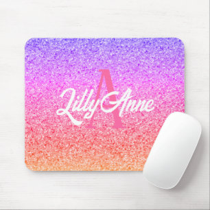 Mousepad Monograma Personalizado de Brilho Arco-Íris Modern
