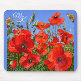 Mousepad Monograma Personalizado de Campo Poppi e Borboleta