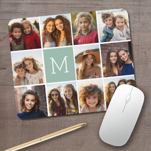 Mousepad Monograma Personalizado de Colagem de Fotografias