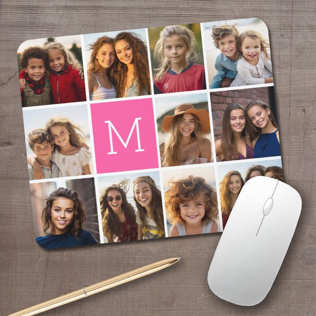 Mousepad Monograma Personalizado de Colagem de Fotos do Ins (Personalized mouse pad with your photos and text)