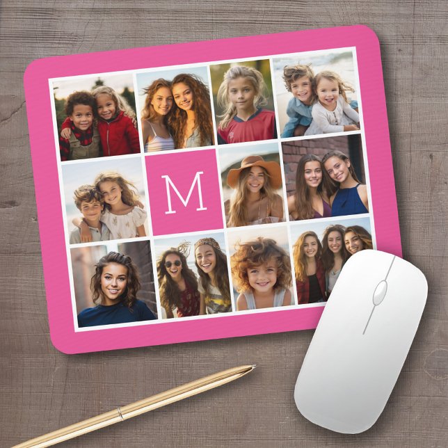 Mousepad Monograma Personalizado de Colagem de Fotos do Ins (Personalized mousepad - add your photos and custom text)