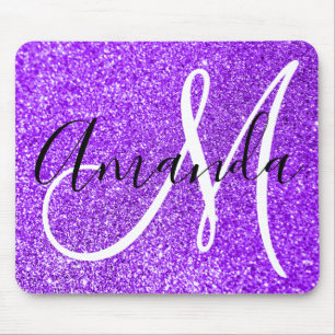 Mousepad Monograma Personalizado de Falhas Violetas Roxas