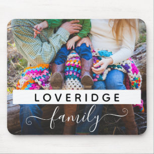 Mousepad Monograma Personalizado de Família Sobrenome Foto 