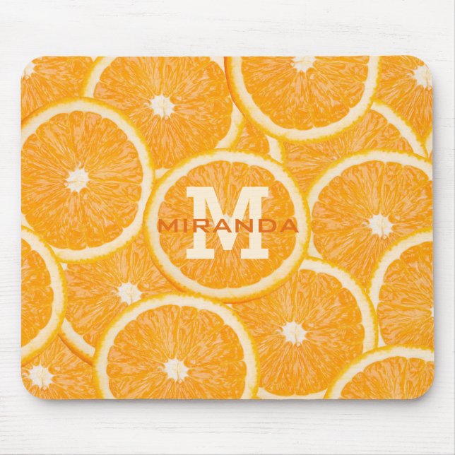 Mousepad Monograma personalizado de laranjas (Mousepad) (Frente)
